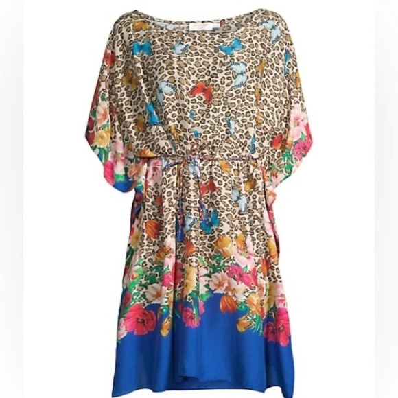 Johnny Was FLEUR KAFTAN DRESS WITH BRAIDED TIE leopard print with butterfly’s - Picture 14 of 14